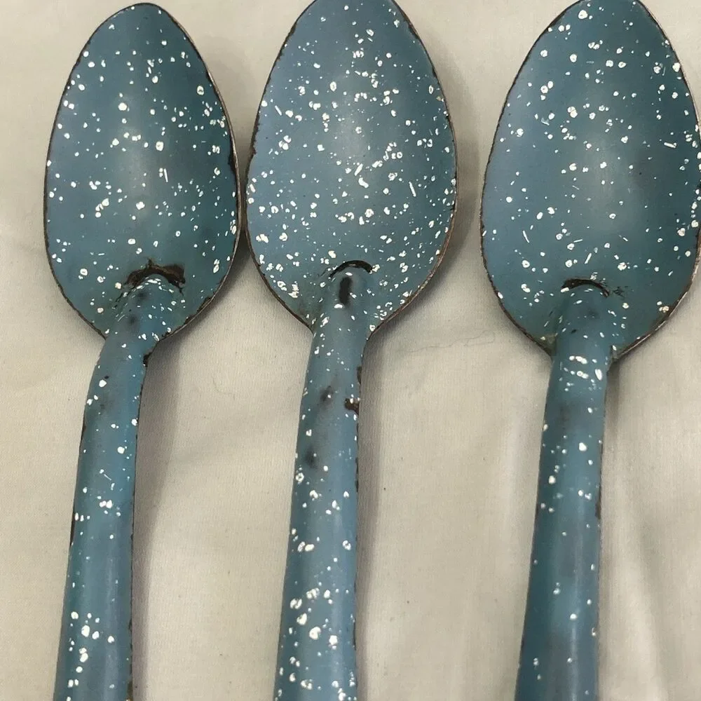 Vintage Graniteware 3 Spoons Farmhouse